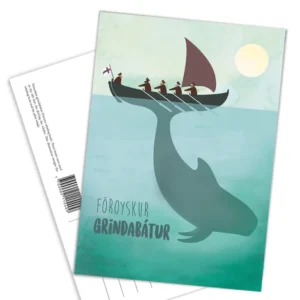 Postcard - Föroyskur grindabátur